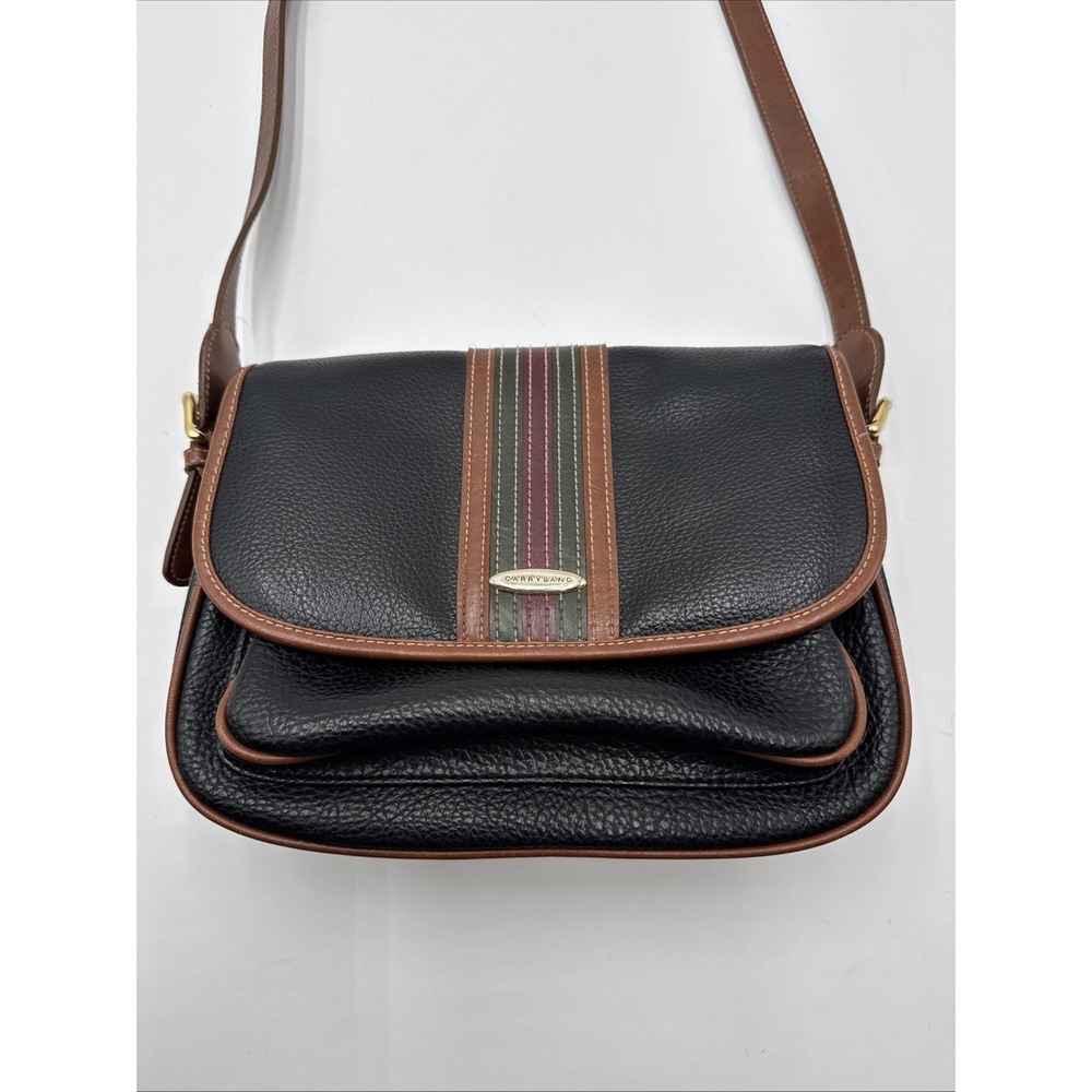 Vintage Boho CARRYLAND FAUX LEATHER shoulder bag purse Navy Blue Cognac Olive